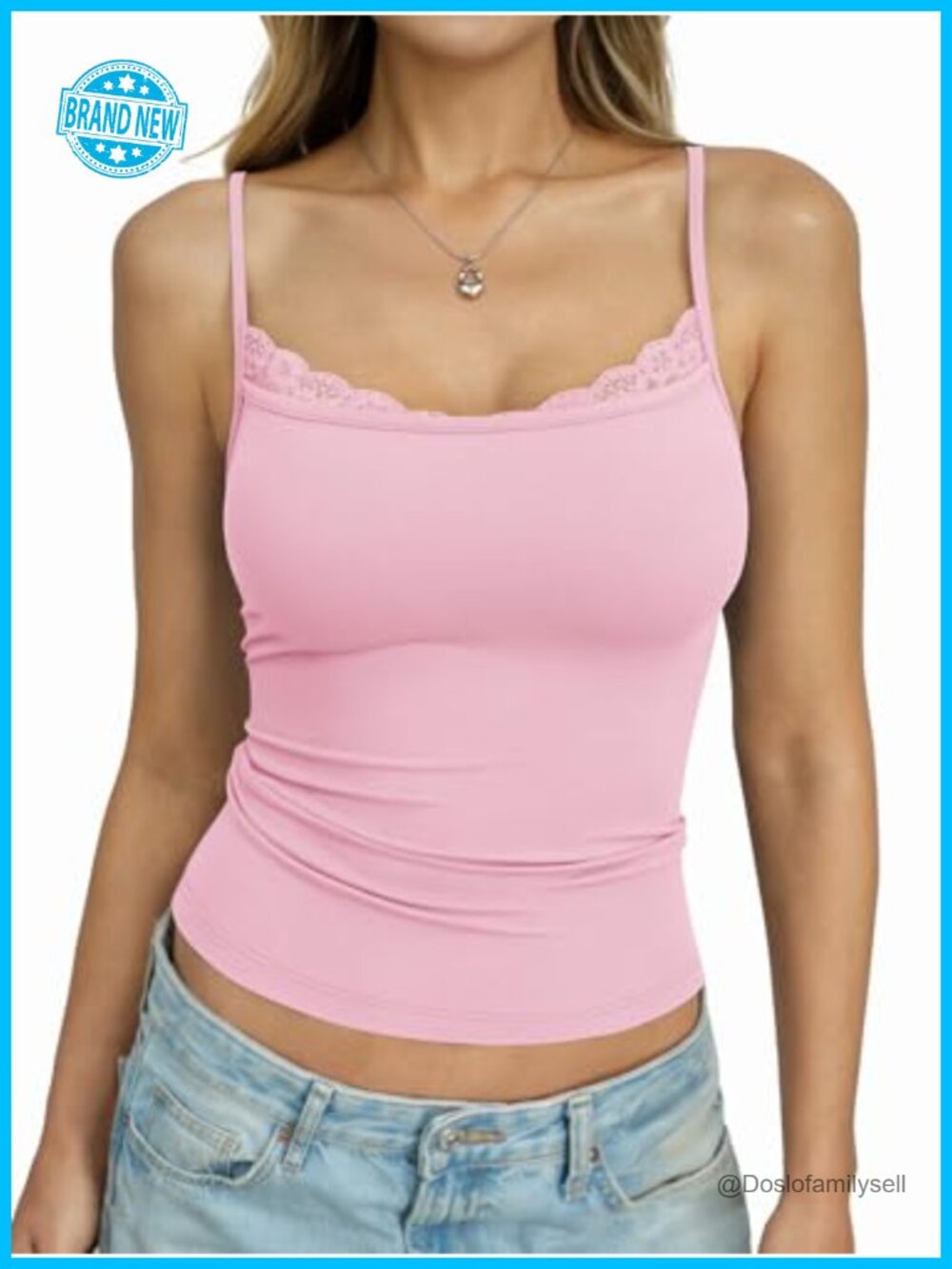 Women's Lace Camisole Tank Top Spaghetti Strap Square Neck Shirt